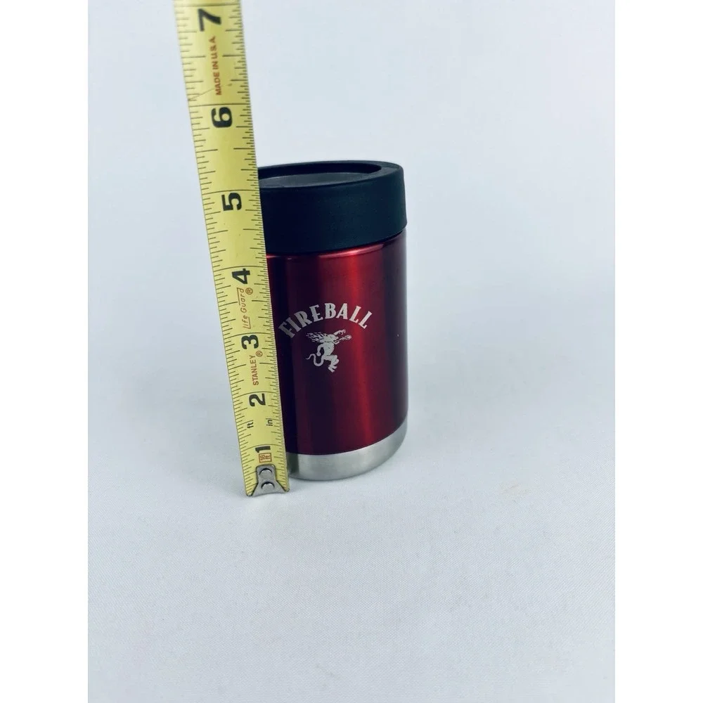 Fireball Red‎ Metal Can Chrome Koozie - Thermo-Insulated - Tumbler Bar